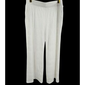 Cato White Crochet Knit‎ Wide Leg Lounge Pants Women's Size Large